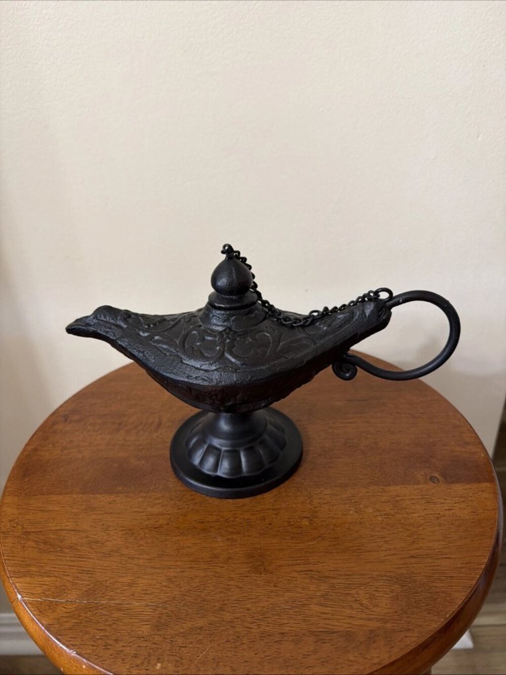 Vintage Cast Iron "Aladdin's" Genie Lamp - Embossed/Open Metal Work